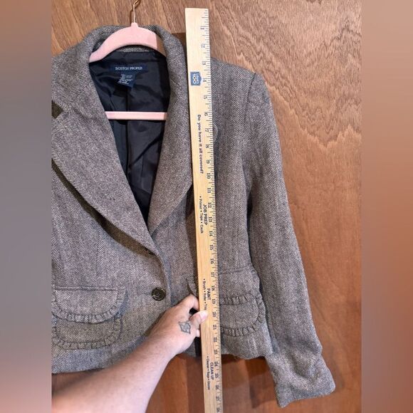 Boston Proper Brown Tweed Look Jacket Size 6 - Picture 8 of 8